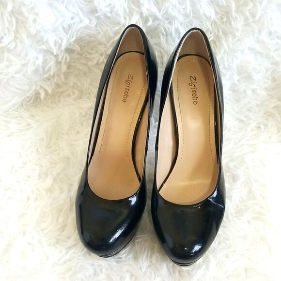 Zigisoho Black Patent Leather Pumps size 8.5 - Picture 2 of 10
